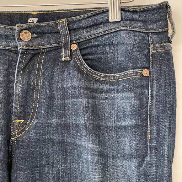 7 For All Mankind Womens Size 28 Bootcut Denim Jeans Dark Wash Low Rise USA Made - Picture 14 of 16